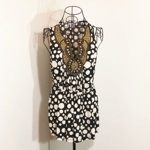 Wet Seal- polka dot/goldtone embellished top
